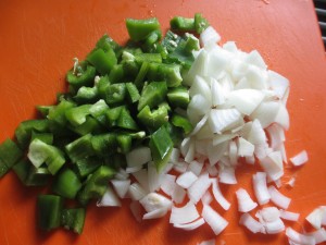 Green pepper and onion