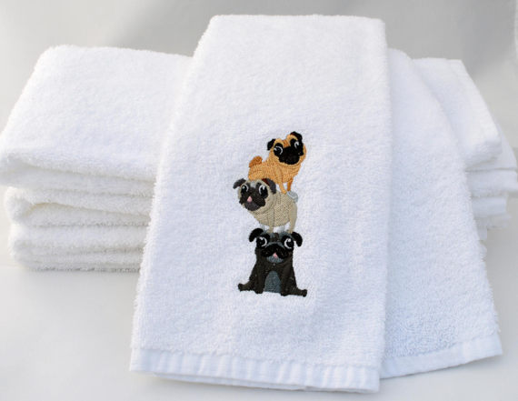 pug hand towels
