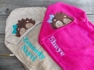 personalized hooded hedgehog towels
