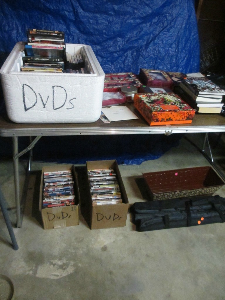 Garage sale DVD organization
